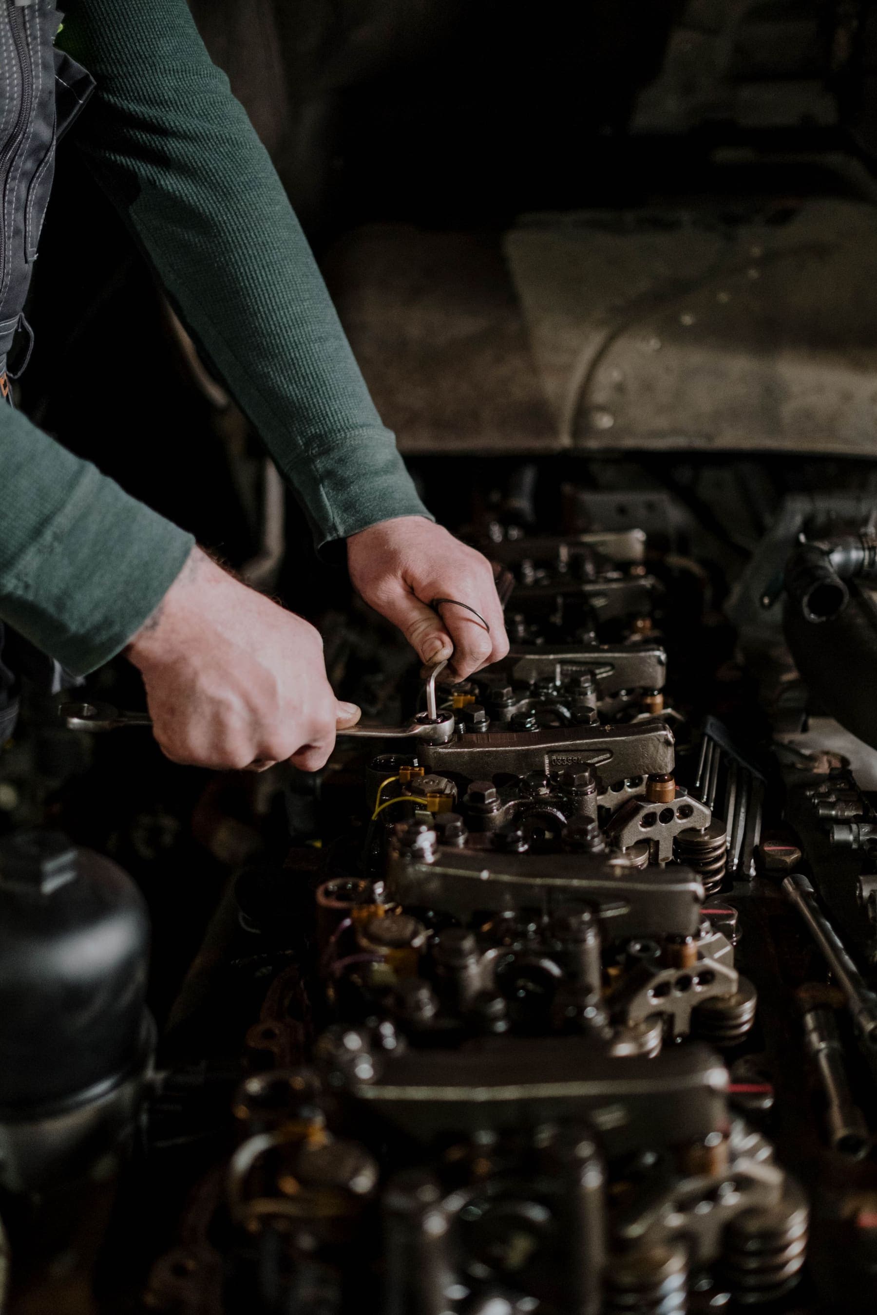 Wrench on an engine