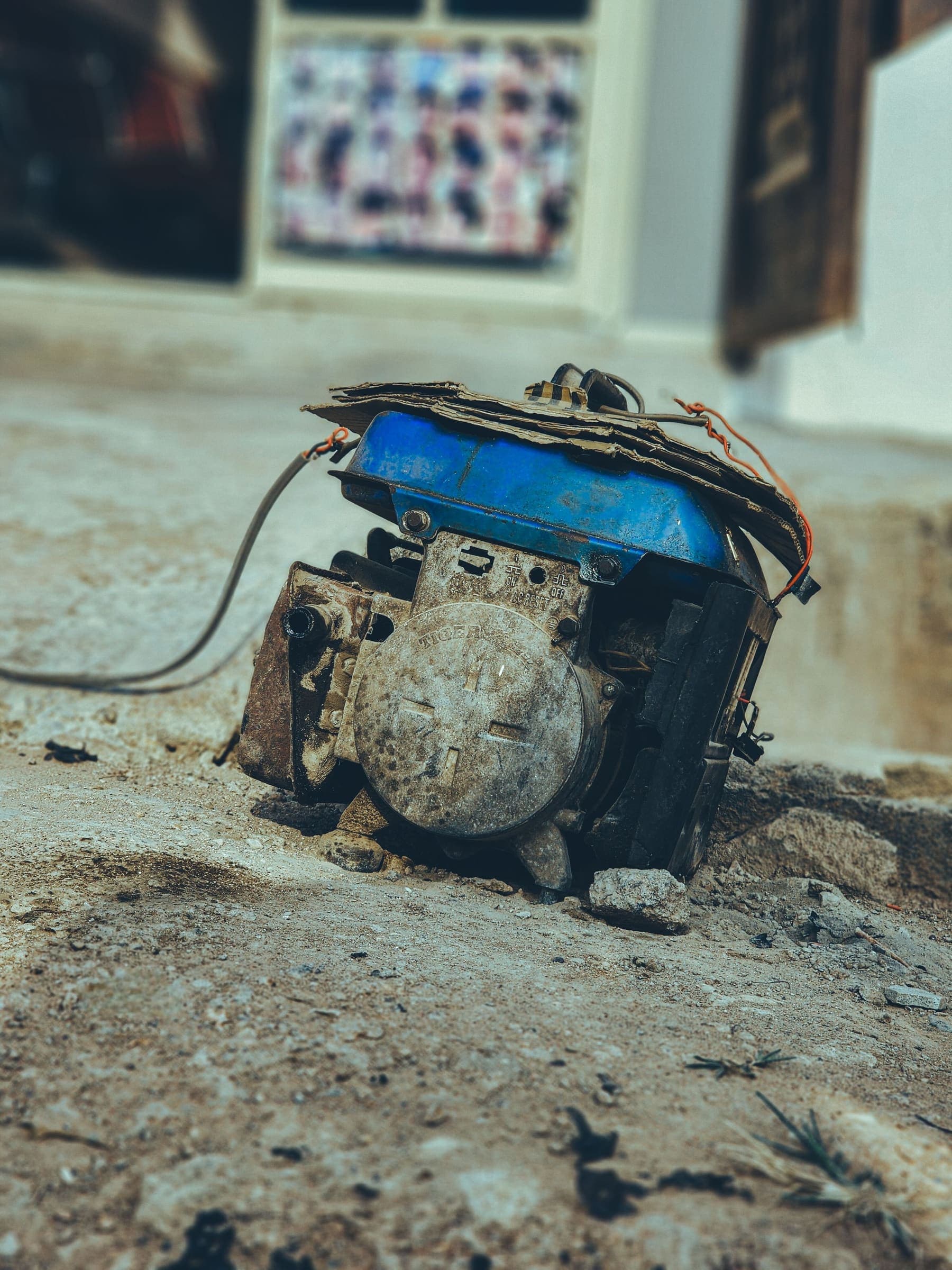 Small engine on concrete